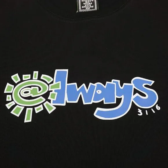 Always Black Vibrant Lettering Short Sleeve T Shirt